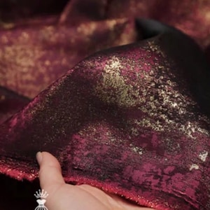 Atacado - 35% de desconto - Tecido jacquard da moda, tecido jacquard estilo ouro vermelho escuro, jacquard brilhante, tecido de casamento, por metro