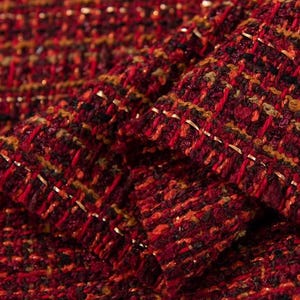Retro red tweed fabric, wool tweed fabric, Autumn dress fabric, suit dress fabric, by the yard
