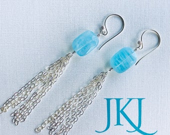 Aquatini Earrings | Aquamarine Earrings | Aquamarine Gemstone Earrings | Dangle Earrings | Boho Earrings | Sterling silver earrings