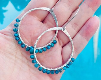 Hippie Chick Hoops | Turquoise Hoops | Silver Hoops | Gemstone Hoops | Gemstone Earrings | Turquoise Earrings