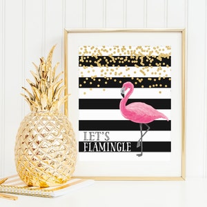 DIGITAL Let&#39;s Flamingle Party Printable, Flamingo Wall Decor, Flamingo Birthday Party Theme, Flamingo Print, Flamingo Nursery - ANY SIZE