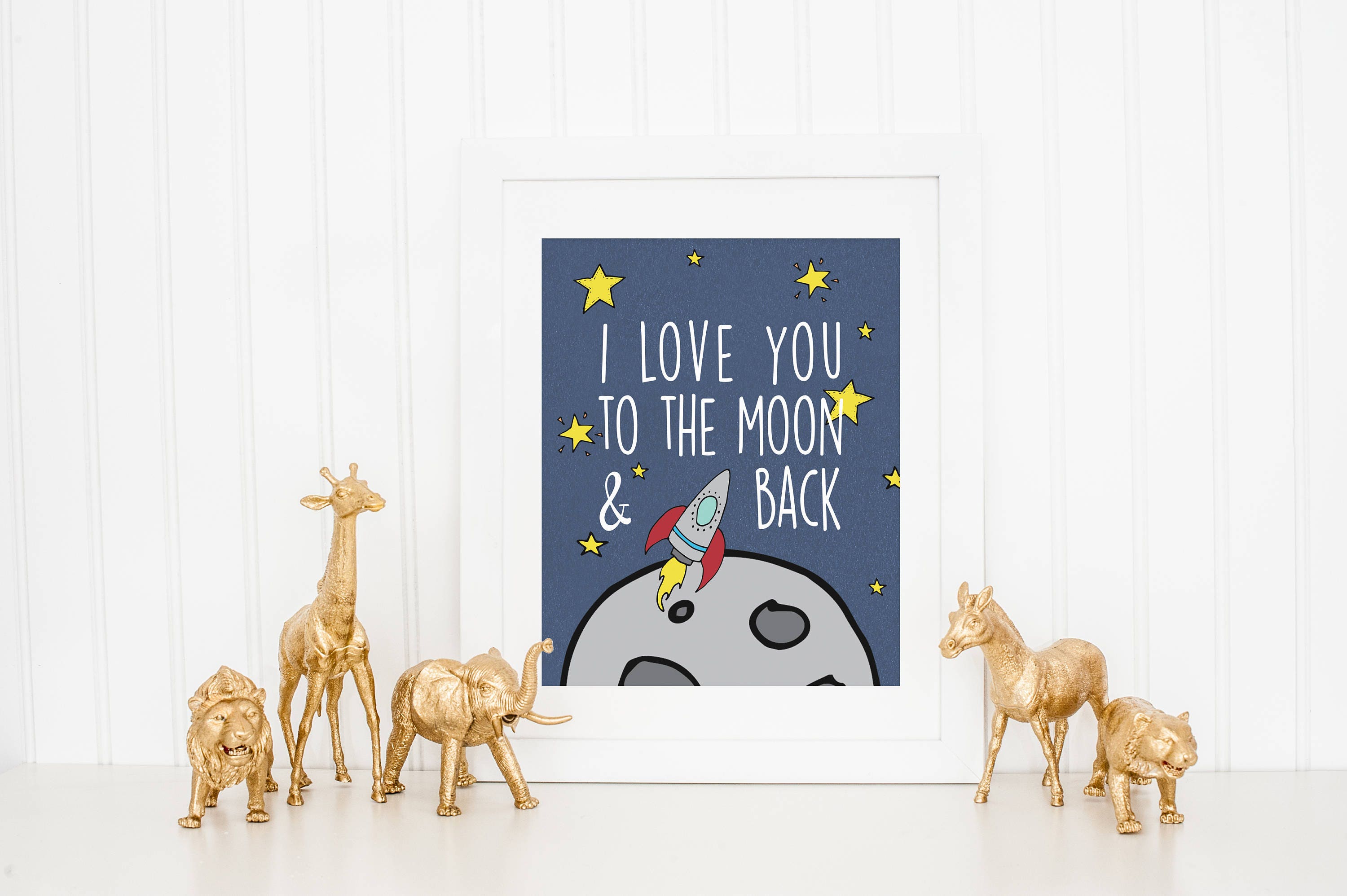 DIGITAL I Love You to the Moon and Back Poster, Outer Space Nursery ...