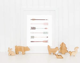 DIGITAL Hand Drawn Arrow Print, Tribal Wall Decor, Gender Neutral Baby Nursery, Tribal Playroom Poster - ANY SIZE