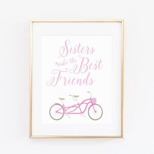 DIGITAL Sisters Make the Best Friends Nursery Print, Girl Wall Decor, Pink Nursery Art, Pink Girl Room Decor, Twin Girls Nursery - ANY SIZE