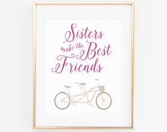 DIGITAL Sisters Make the Best Friends Nursery Print, Girl Wall Decor, Pink Nursery Art, Pink Girl Room Decor, Twin Girls Nursery - ANY SIZE