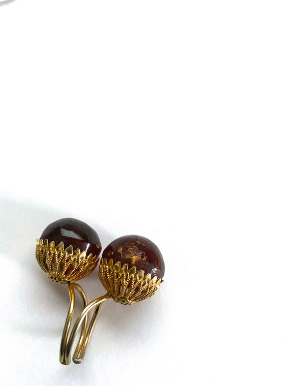 Vintage Lucite Topaz Color Double Ball Statement R