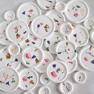 Adhesivo de cera con forma de flor seca, adhesivo de cera autoadhesivo personalizado, sello de cera para invitación a fiesta de Navidad con votos de boda, sello de cera navideño