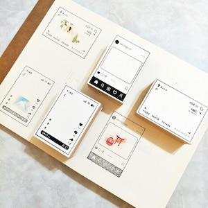 Social Media Frame Planner Wooden Stamp, Rubber Stamp, Planner Stamp, Journal Stamp, IG Stamp, Camera Stamp, Planner Deco, Journal