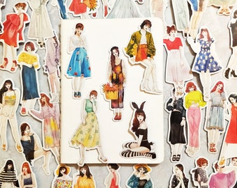 100 pcs Pretty Fashion Girl Friend Planner Sticker, Assorted Sticker Set, Bujo Journal, Scrapbook, Planner Deco, Lady Sister Girl OOTD