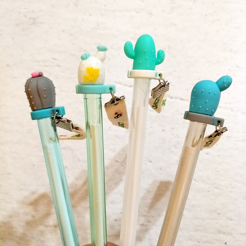 Journal Planner Accessories Planner Pen Scrapbooking Cactus Pen Gift Stationery Gel Pen Cute Cactus Ribbon Pen
