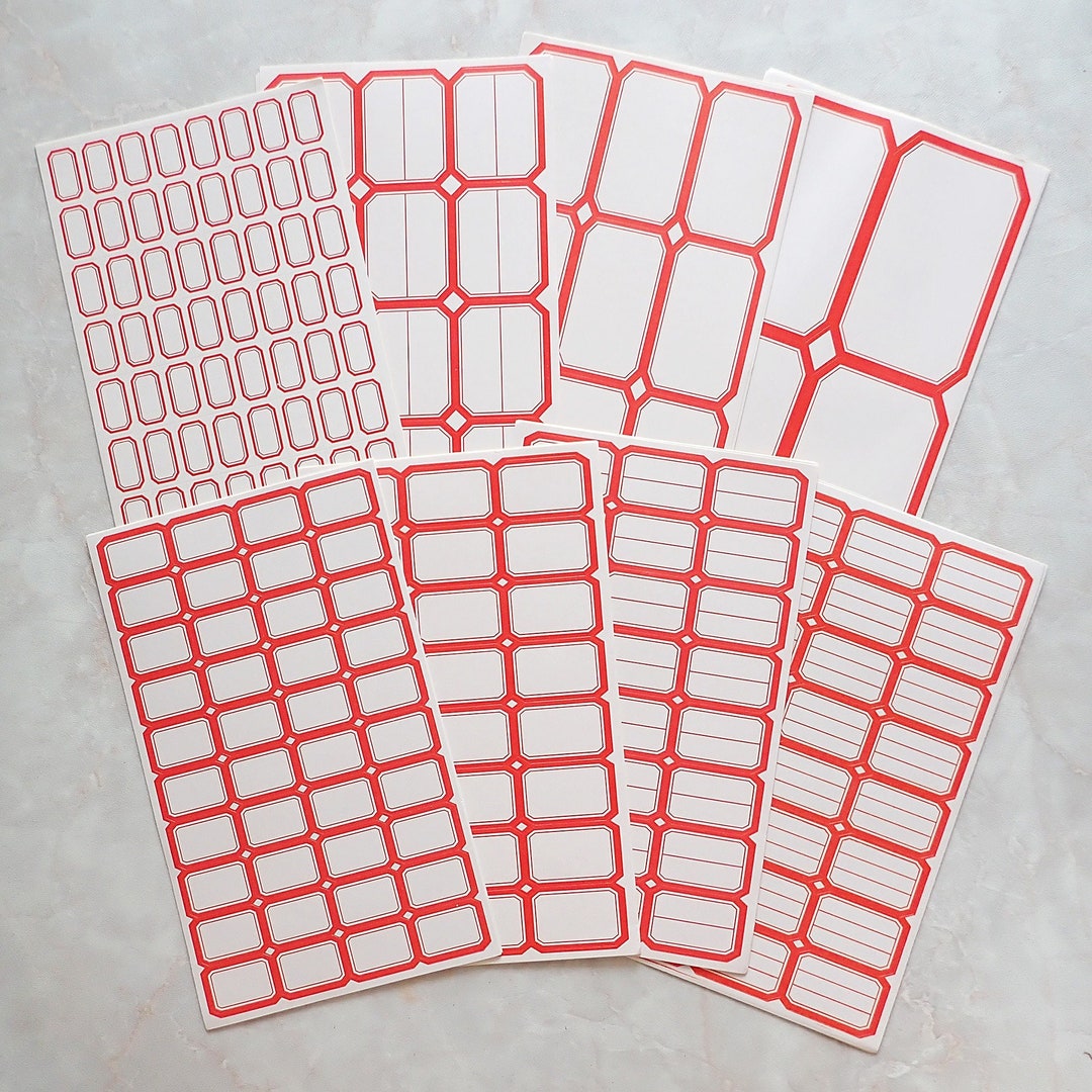 10 Sheets Retro Vintage Style Red Border Sticker, Red Frame Label ...