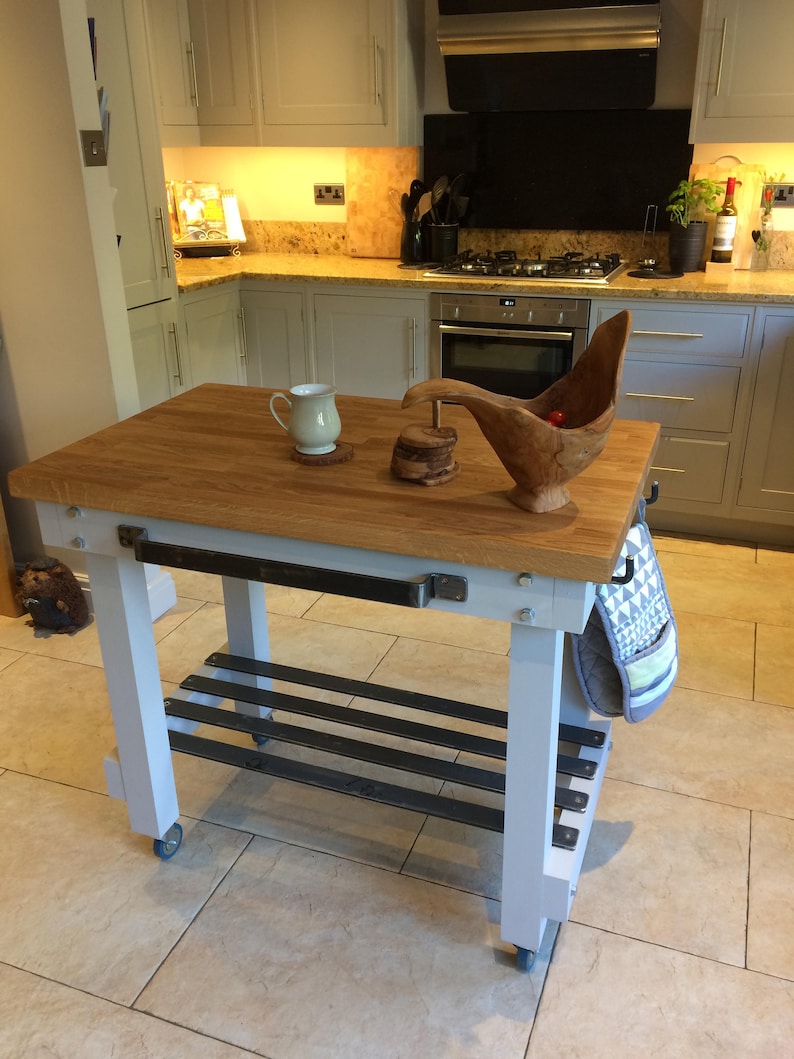 Solid Hardwood Oak Top Food Safe Kitchen Island Breakfast Bar Etsy