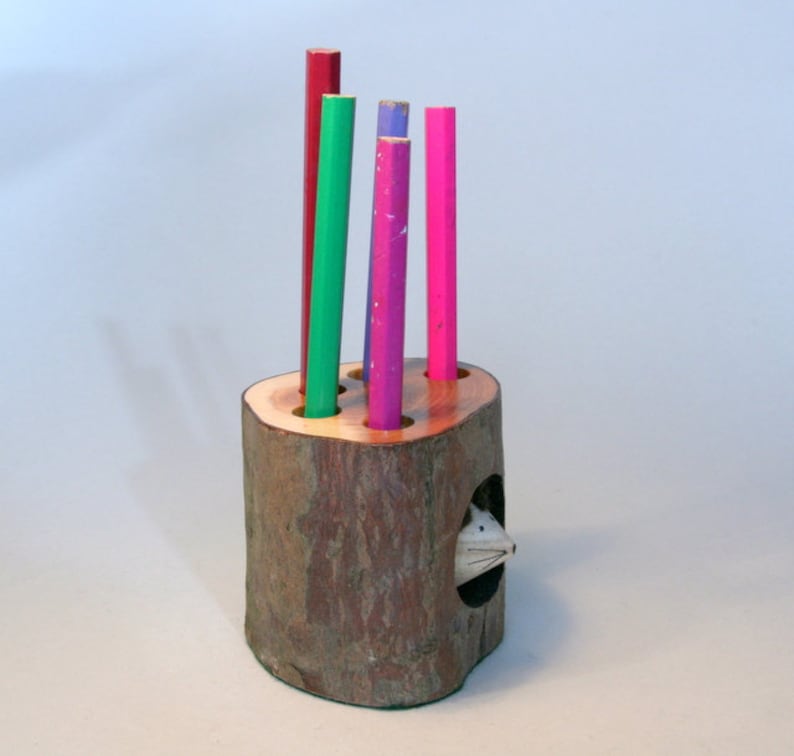 Handmade recycled Log Pencil Holder by Tom Thumb Designs ref Etsy