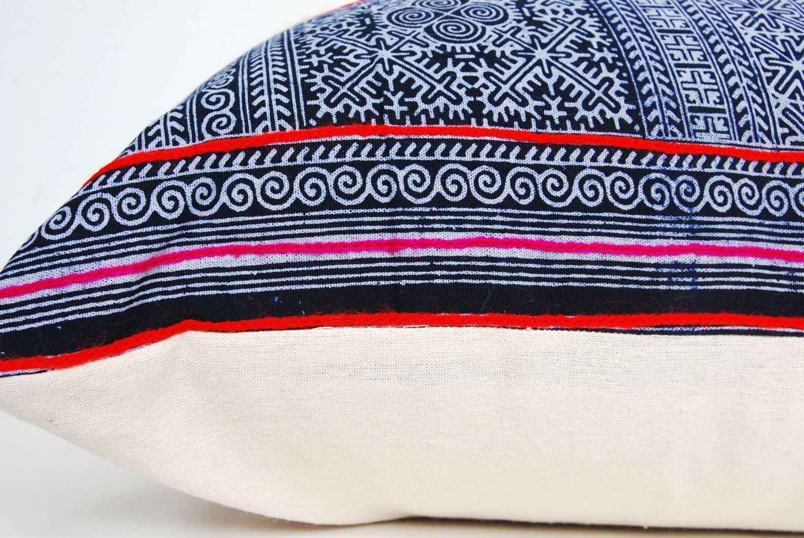 Hmong Pillow Embroidered Hmong Pillowcase Indigo Batik Etsy