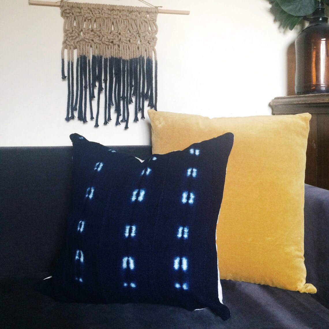 Indigo African Mud Cloth Pillow African Mud Cloth Pillow Etsy
