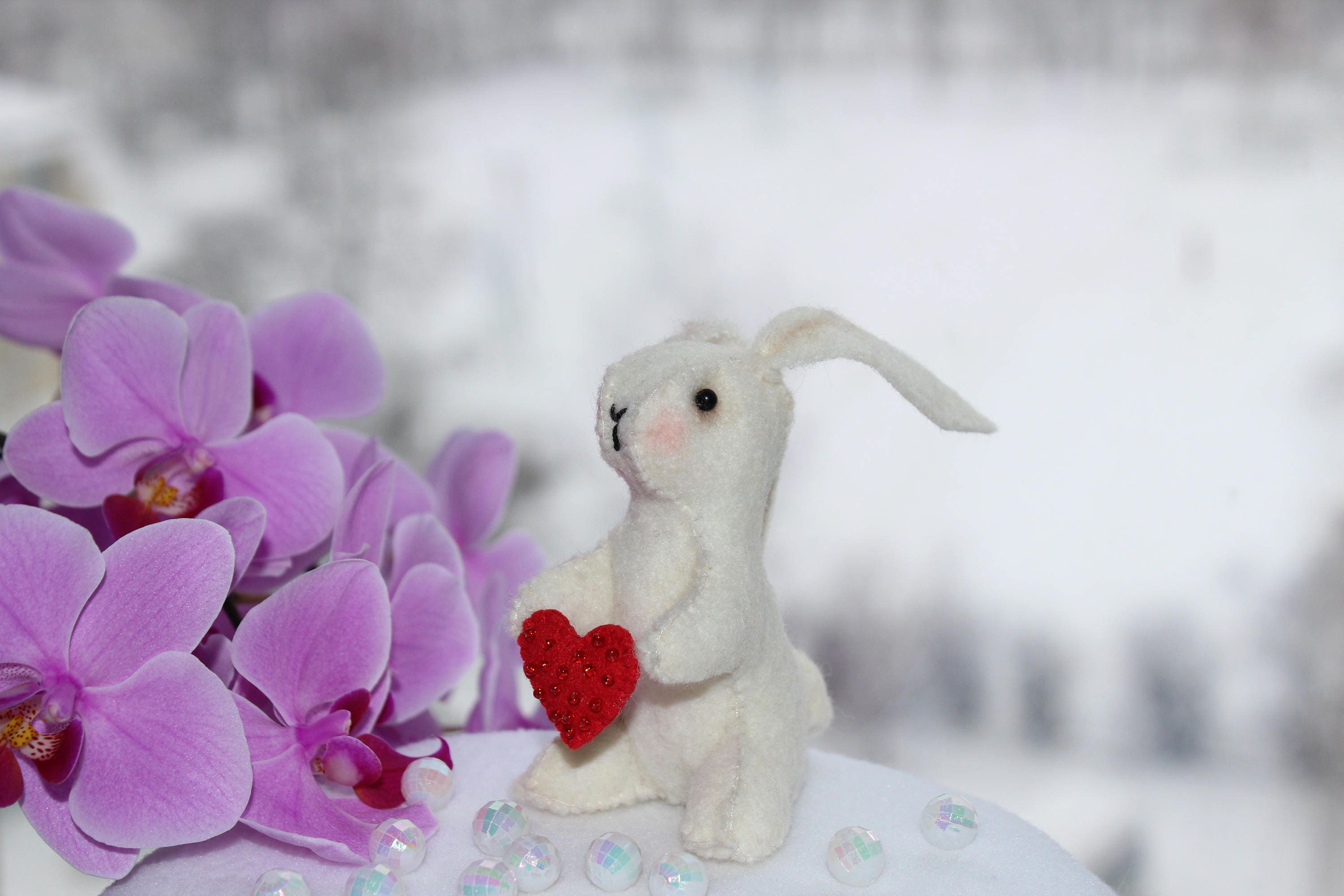 White Rabbit Felted Rabbits White Rabbit Baby Pocket Gift for Girl ...