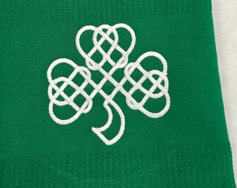 Irish Green Kitchen Towel With Embroidered Design