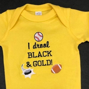 Infant Yellow Body Suit I Drool Black and Gold Pittsburgh Fan
