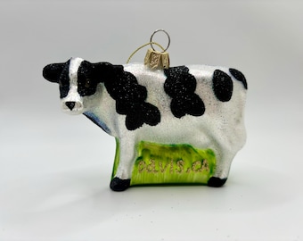 Davis, CA Cow Ornament- Blown Glass