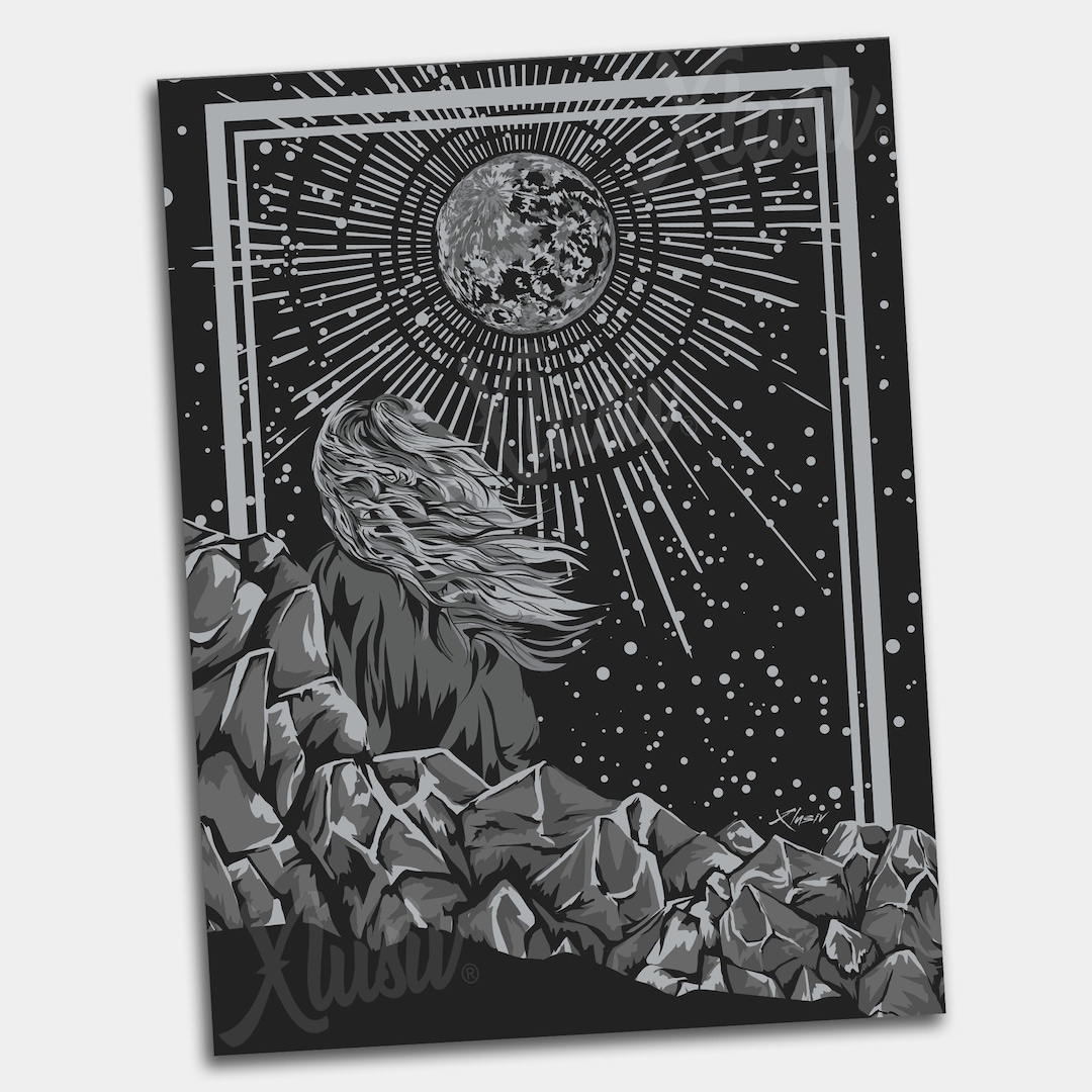 Moon Art Print | Space Art Decor | Space Art Poster for Wall | Woman ...