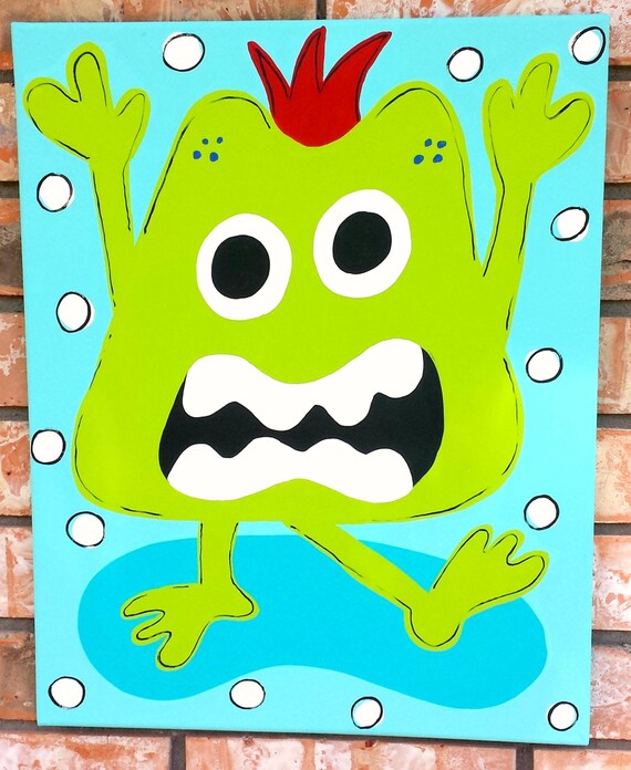 Items similar to Monster Nursery Art, Monster Canvas, Children's Room
