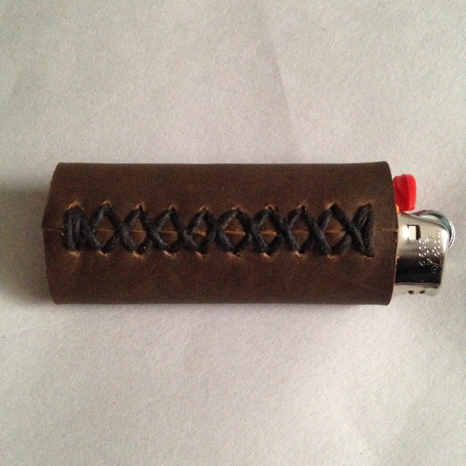 Lighter Cover Leather Hand Stitched Bic Lighter Case Etsy