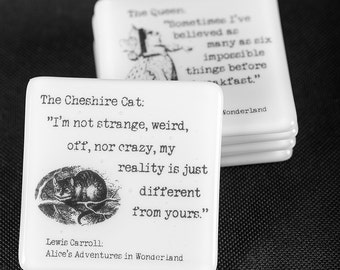 Fused Glass Coaster 'The Cheshire Cat' (Alice's Adventures in Wonderland by Lewis Carroll).