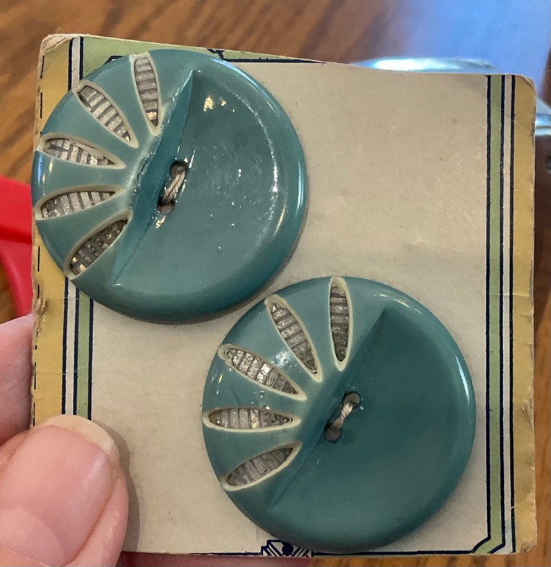 Vintage Art Deco Buttons Set of 2 - Etsy