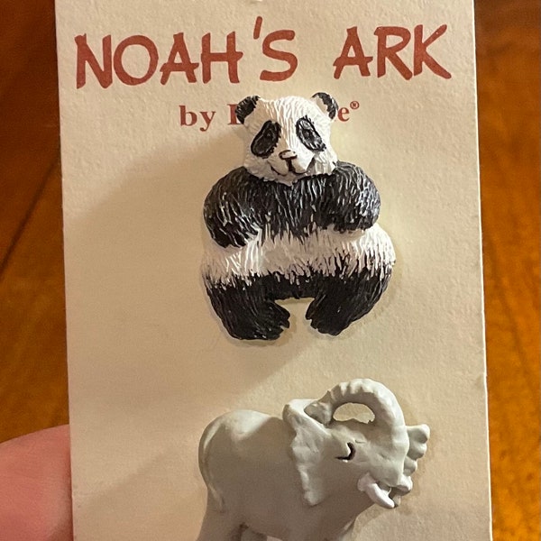 Noah’s Ark Hand Painted Buttons Elephant & Panda