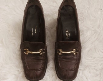 Vintage 1960s brown leather heels sz 6