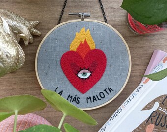 Embroidery hoop &quot;milagrito&quot;, 17 cm hand embroidered hoop, wall hanging