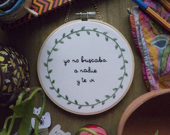 Embroidery hoop "I saw you", 15 cm hand embroidered hoop, wall hanging