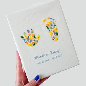 Custom baby footprint, floral design, made to order