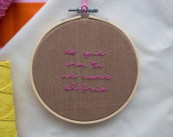 Embroidery hoop &quot;Ventanita&quot;, 14 cm hand embroidered hoop, wall hanging