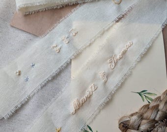 オーダーメイドの手刺繍ウェディングブーケリボン