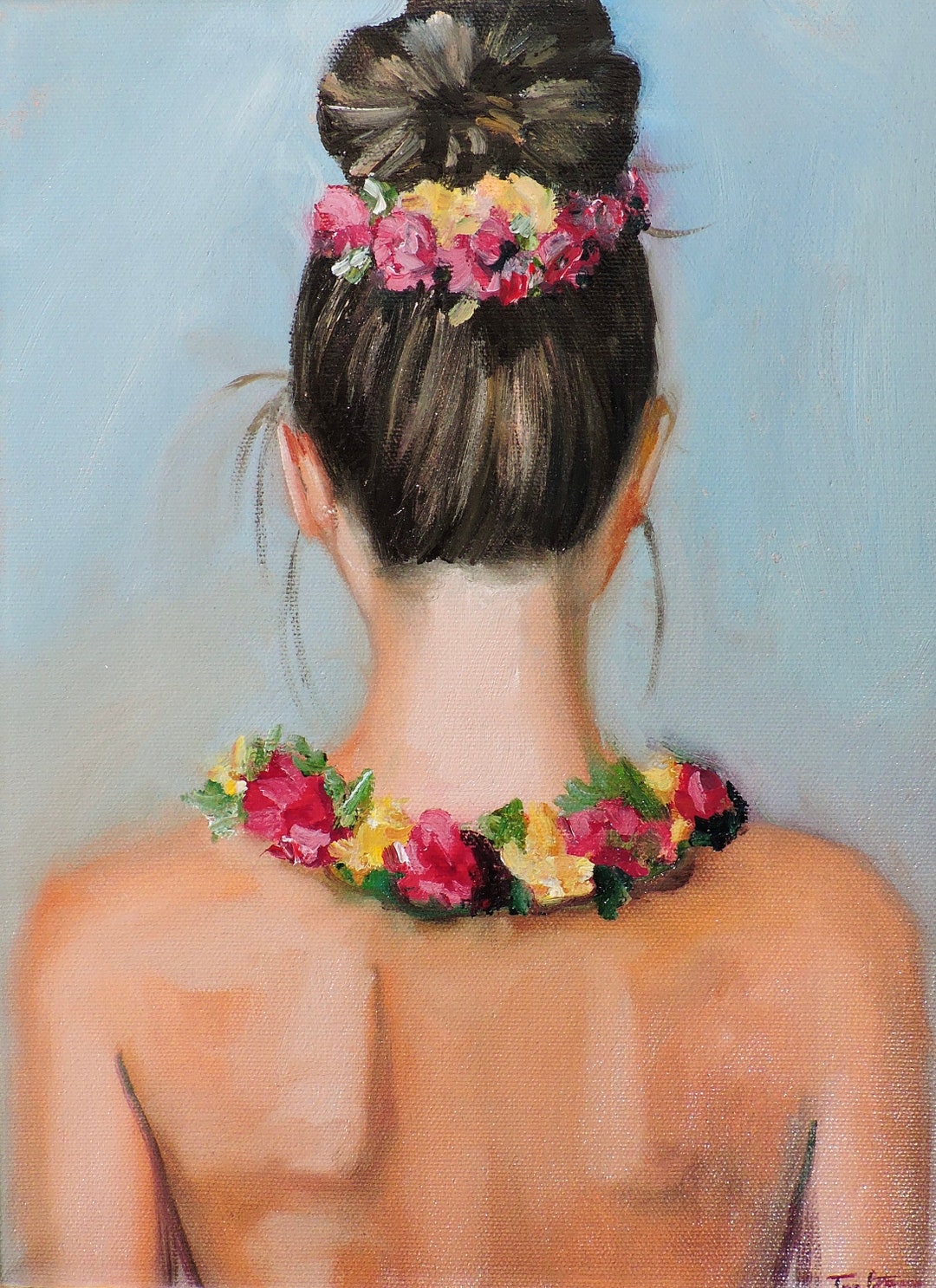 Feminine Art Print, Woman Wall Art, Print Woman Flowers in Hair, Print ...