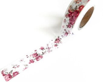 1 Roll Washi Tape Shabby Chic Flowers Design 15mm x 10meters For Gift Wrap, DIY, Craft, Stationary, Scrapbooking, Card Making, Collage