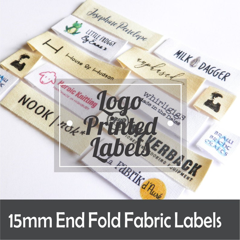 Logo Printed Cotton Flat End Fold H15mm Fabric Labels/PLEASE | Etsy