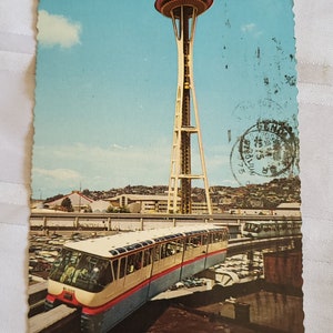 1973 Space Needle monorraíl Seattle Center Washington USA postal carta nota retro vintage