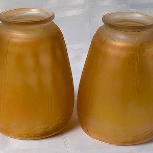 Glass Lamp Shade Set Of 2 Art Deco Nouveau Early Light Cover Lot Antique Decor