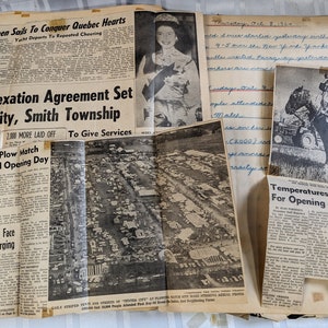 1960's Scrapbook Newspaper Articles Cutouts Clippings Royal Quebec Vintage Old