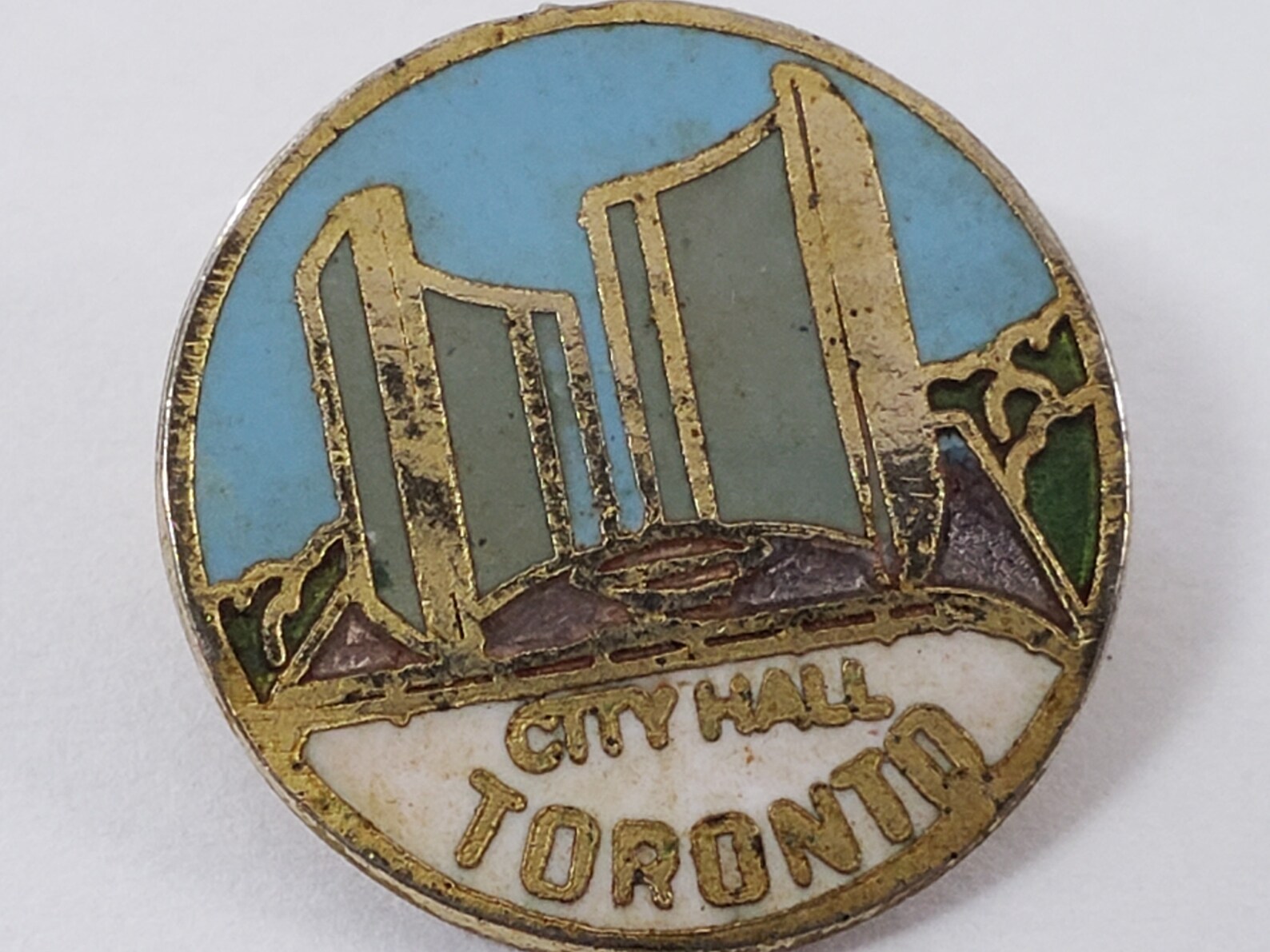 Toronto City Hall original vintage lapel pin Canada Canadian Etsy