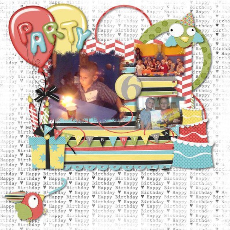 Wish Big Birthday Digital Scrapbook Kit Etsy