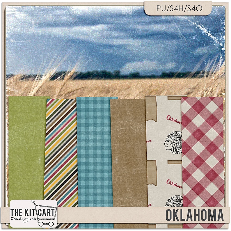 United States Oklahoma Mini Digital Scrapbook Kit