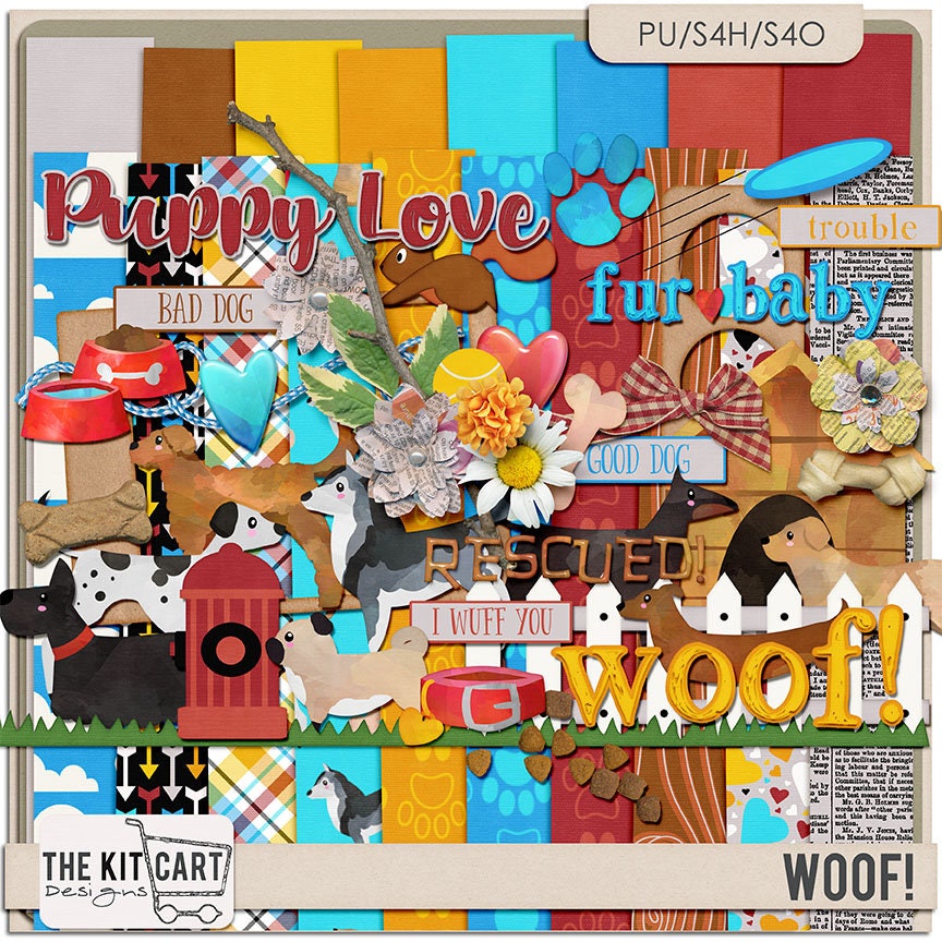 Scrapbook Kit - Cartoon Pet Dog Leisurely Day Scrapbook Kit