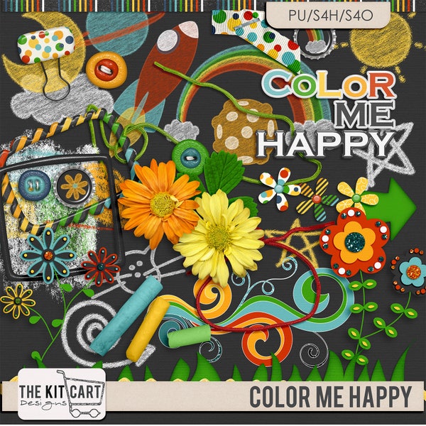 Ladenschließung! Color Me Happy Digitales Scrapbook-Sammelalbum-Kit