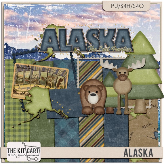United States Alaska Mini Digital Scrapbook Kit | Etsy