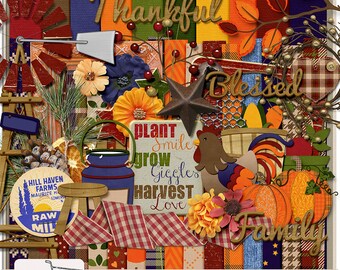 Harvest Love Country Fall Autumn Digital Scrapbook Kit