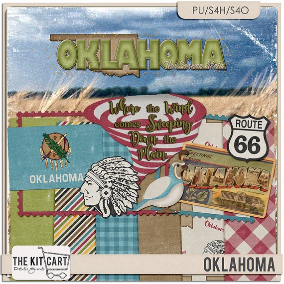 United States Oklahoma Mini Digital Scrapbook Kit