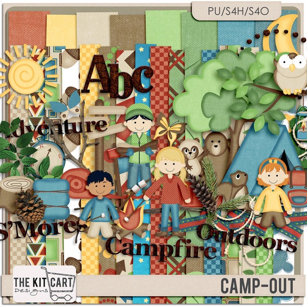 Camp-Out Camping Digital Scrapbook Kit complet